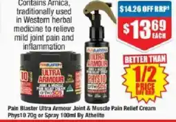 Chemist Warehouse Pain Blaster Ultra Armour Joint & Muscle Pain Relief Cream Phys10 or Spray By Athelite offer