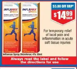 Chemist Warehouse Inflamax Spray Diclofenac 4% offer