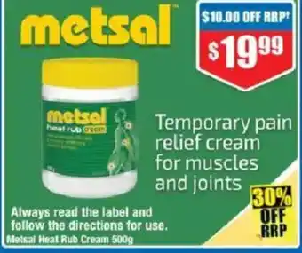 Chemist Warehouse Metsal Heat Rub Cream offer