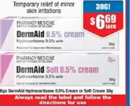 Chemist Warehouse Ego DermAid Hydrocortisone 0.5% Cream or Soft Cream offer