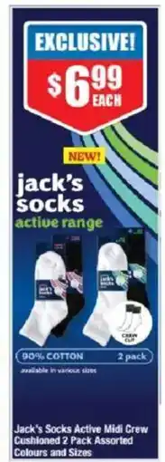 Chemist Warehouse Jack's Socks Active Midi Crew Cushioned offer