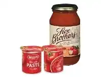 Foodworks Leggo’s Tomato Paste 2 Pack x 140g or Five Brothers Pasta Sauce 500g offer
