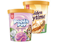 Streets Bubble O Bill, Golden Gaytime or Rainbow Paddle Pop Ice Cream Tub 1L