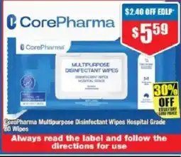 Chemist Warehouse CorePharma Multipurpose Disinfectant Wipes Hospital Grade 80 Wipes offer