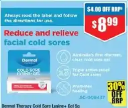 Chemist Warehouse Dermal Therapy Cold Sore Lysine+ Gel offer