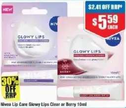 Chemist Warehouse Nivea Lip Care Glowy Lips Clear or Berry offer