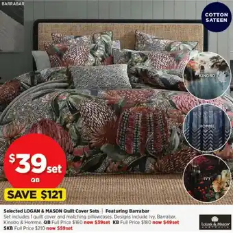 Spotlight Selected logan & mason quilt cover sets featuring barrabar offer