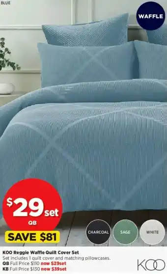 Spotlight Koo reggie waffle quilt cover set offer
