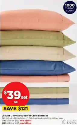 Spotlight Luxury living 1000 thread count sheet set offer