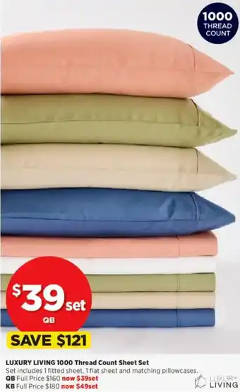 Spotlight Luxury living 1000 thread count sheet set offer