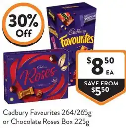 Foodworks Cadbury Favourites or Chocolate Roses Box offer