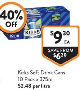 Foodworks Kirks Soft Drink Cans offer