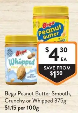 Foodworks Bega Peanut Butter Smooth Crunchy or Whipped offer
