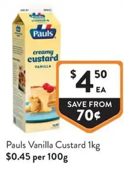 Foodworks Pauls Vanilla Custard offer