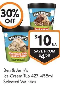 Foodworks Ben & Jerrys Ice Cream Tub offer