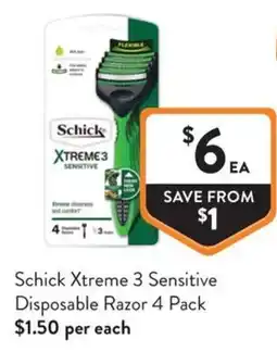 Foodworks Schick Xtreme 3 Sensitive Disposable Razor offer