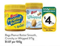 Foodworks Bega Peanut Butter Smooth Crunchy or Whipped offer
