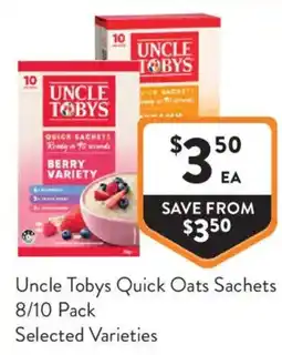 Foodworks Uncle Tobys Quick Oats Sachets offer