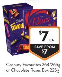 Foodworks Cadbury Favourites or Chocolate Roses Box offer