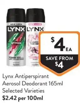 Foodworks Lynx Antiperspirant Aerosol Deodorant offer
