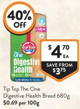 Foodworks Tip Top The One Digestive Health Bread offer