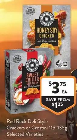 Foodworks Red Rock Deli Style Crackers or Crostini offer