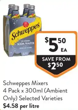 Foodworks Schweppes Mixers offer