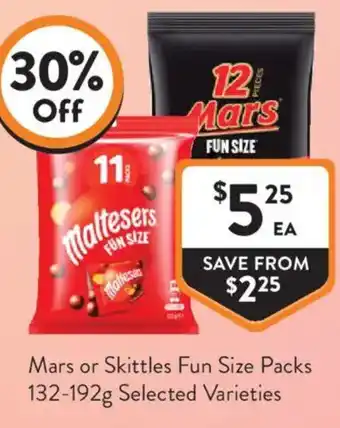 Foodworks Mars or Skittles Fun Size Packs offer