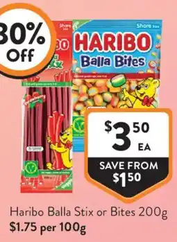 Foodworks Haribo Balla Stix or Bites offer