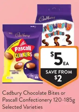 Foodworks Cadbury Chocolate Bites or Pascall Confectionery offer