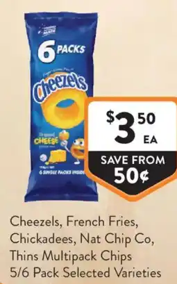 Foodworks Cheezels French Fries Chickadees Nat Chip Co Thins Multipack Chips offer