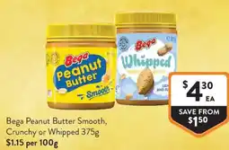 Foodworks Bega Peanut Butter Smooth Crunchy or Whipped offer