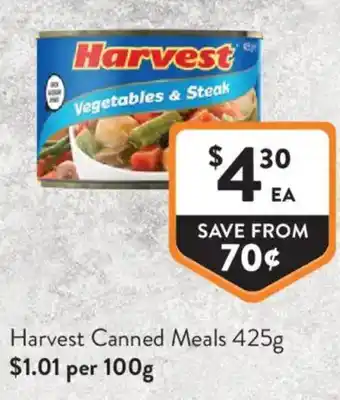 Foodworks Harvest Canned Meals offer