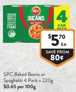 Foodworks Spc baked beans or spaghetti offer