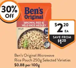 Foodworks Bens Original Microwave Rice Pouch offer