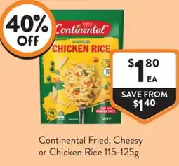 Foodworks Continental Fried Cheesy or Chicken Rice offer