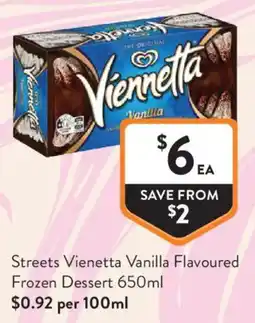 Foodworks Streets Vienetta Vanilla Flavoured Frozen Dessert offer