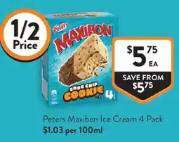 Foodworks Peters Maxibon Ice Cream offer
