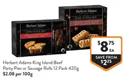 Foodworks Herbert Adams King Island Beef Party Pies or Sausage Rolls offer