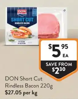 Foodworks Don short cut rindless bacon offer