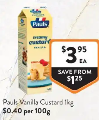 Foodworks Pauls Vanilla Custard offer