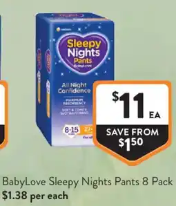 Foodworks BabyLove Sleepy Nights Pants offer