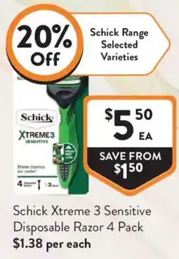 Foodworks Schick Xtreme 3 Sensitive Disposable Razor offer