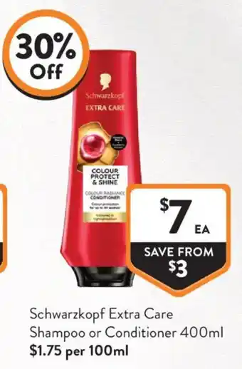 Foodworks Schwarzkopf Extra Care Shampoo or Conditioner offer