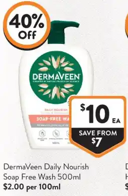 Foodworks DermaVeen Daily Nourish Soap Free Wash offer