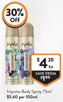 Foodworks Impulse Body Spray offer