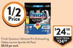 Foodworks Finish Quantum Ultimate Pro Dishwashing Tablets Lemon Sparkle offer
