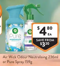 Foodworks Air Wick Odour Neutralising or Pure Spray offer