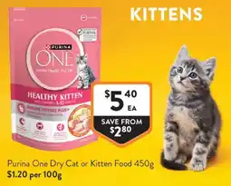 Foodworks Purina One Dry Cat or Kitten Food offer