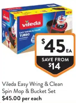 Foodworks Vileda Easy Wring & Clean Spin Mop & Bucket Set offer